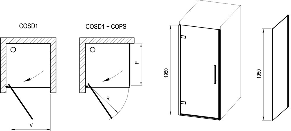 Mampara de ducha Cool! COSD1 + COPS