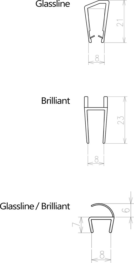 Juntas de estanqueidad verticales Brillant/GlassLine